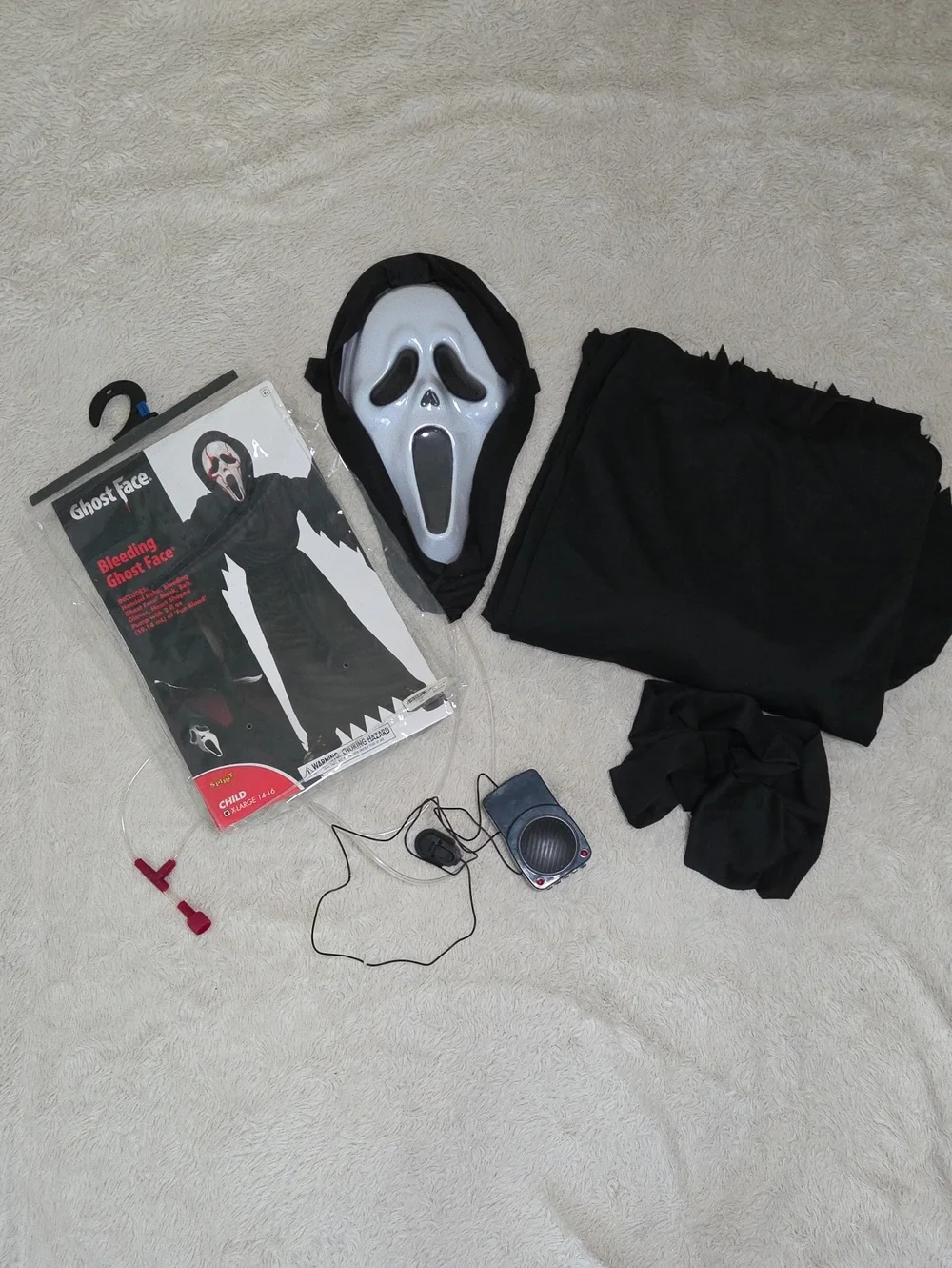 Spirit Halloween Ghost Face Costume & Voice Changer Sz XL 14/16